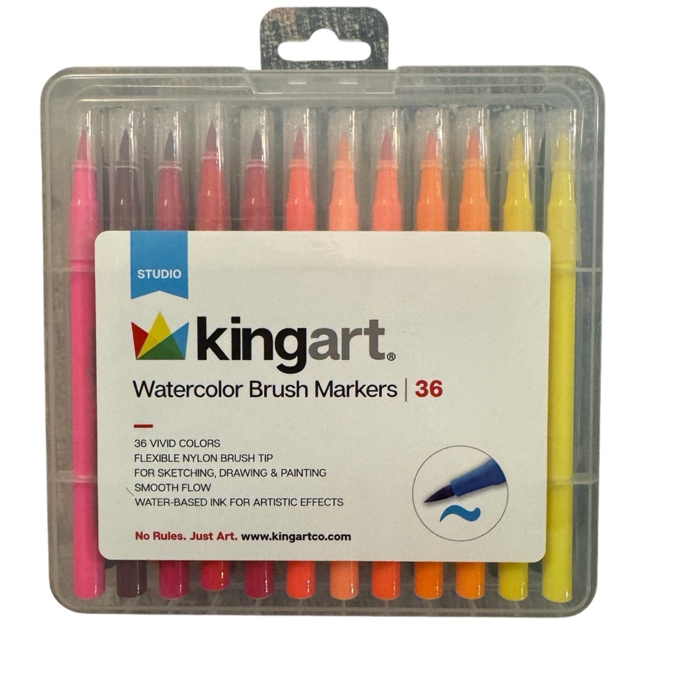 Kingart Watercolor Brush Markers Set of 36 Vivid Colors